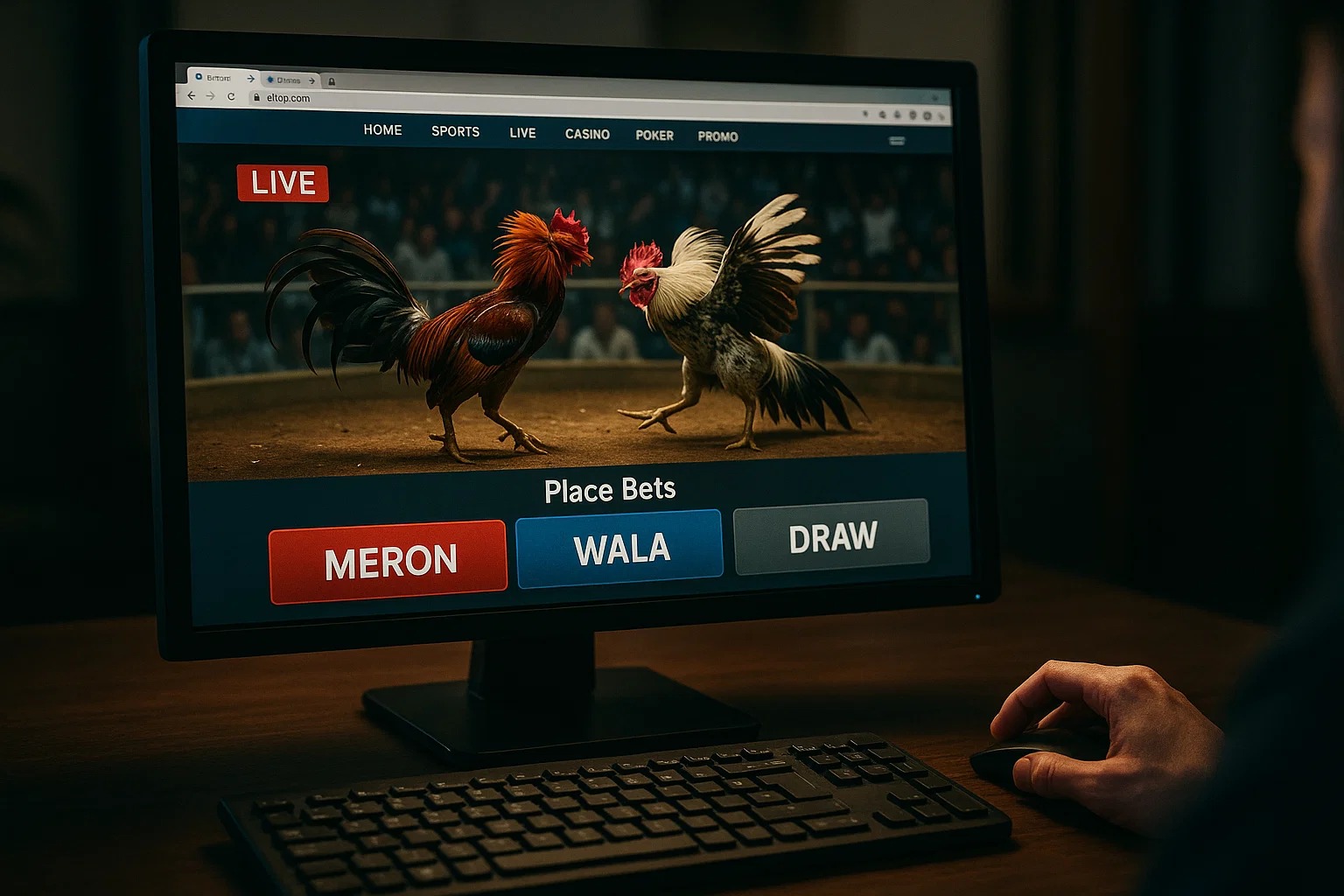 Live WPC Cockfight Streaming and Betting Interface